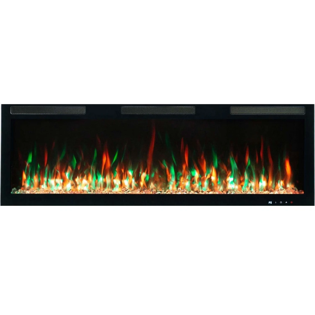 Aflamo Majestic PRO Elektrische Haard 152 cm (60") – Wandmontage of Ingebouwd, LED Vlam, Zwart Glas, App- & Spraakbesturing