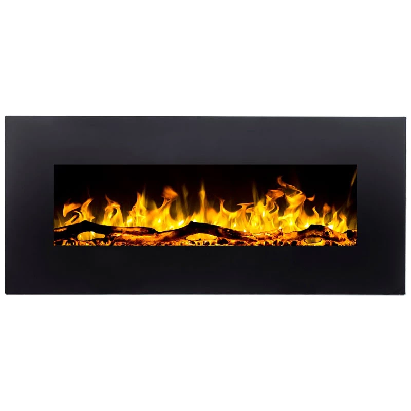 Aflamo Albion Elektrische Haard – LED Vlam, Wandgemonteerd of Ingebouwd, 90 cm tot 128 cm, Afstandsbediening, Moderne Zwarte Afwerking