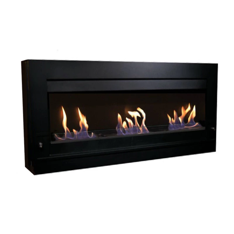 Grote zwarte bio-ethanol haard voor de muur | ScandiFlames | Hangende bio-ethanol haard | Zwart