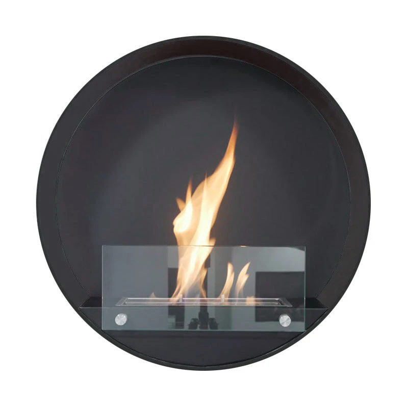 Delaware Zwart - Ronde wandhaard op Bio-ethanol | ScandiFlames | Hangende bio-ethanol haard | Zwart