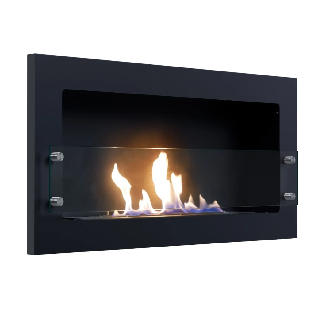 Texas - Zwarte bio-ethanol wandhaard | ScandiFlames | Hangende bio-ethanol haard | Zwart