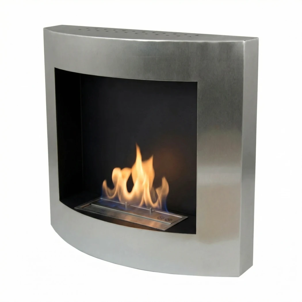 Roestvrij stalen haard voor de muur | ScandiFlames | Hangende bio-ethanol haard | Roestvast staal