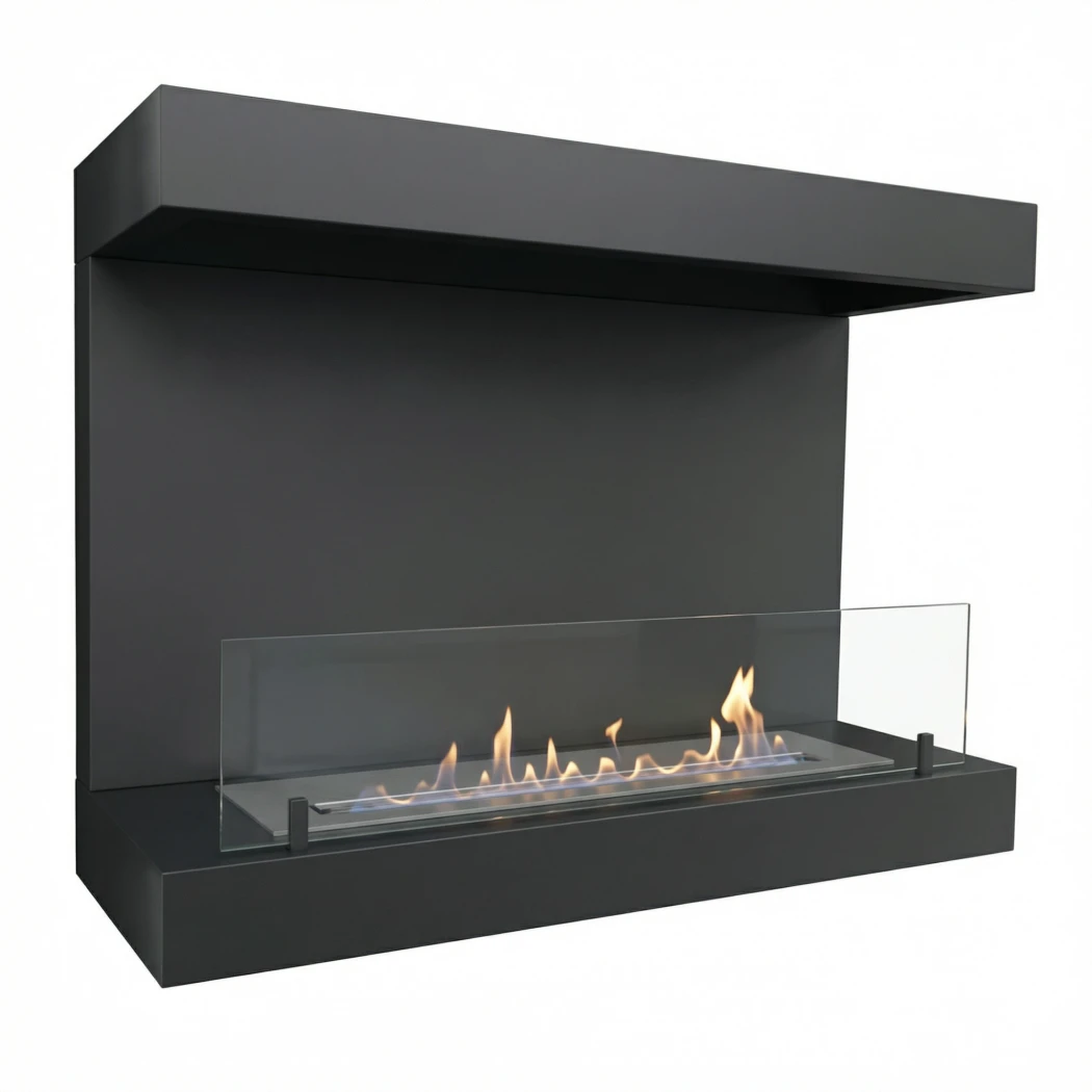 Dakota - 3-zijdige 80cm zwarte biohaard | ScandiFlames | Hangende bio-ethanol haard | Zwart
