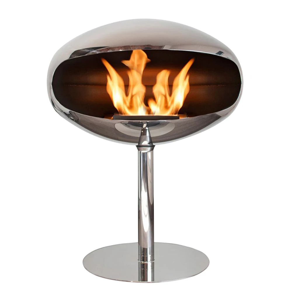 Cocoon Pedestal | Gepolijst staal met stalen voetstuk | Cocoon Fires | vrijstaande bioethanol haard