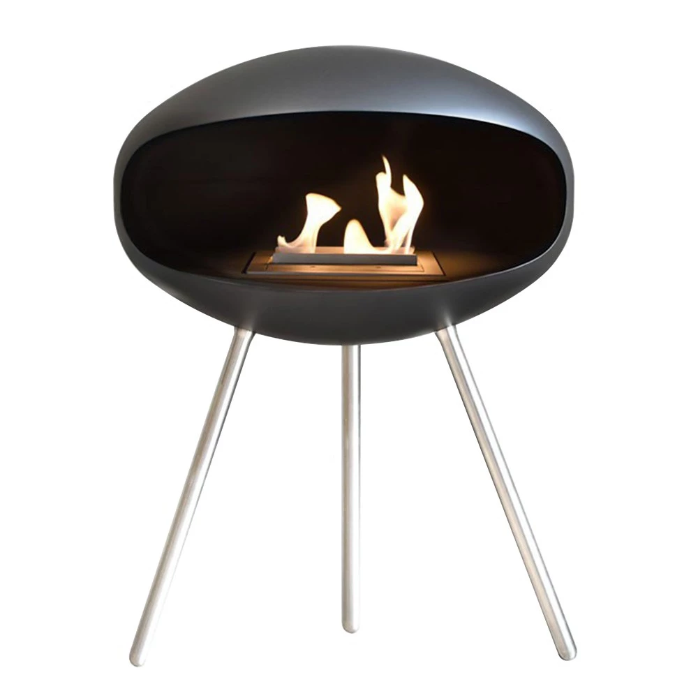 Cocoon Terra | Mat zwart met 3 stalen poten | Cocoon Fires | vrijstaanden bioethanol haard