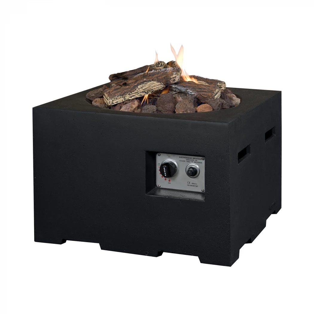 Cocoon vierkante vuurtafel klein - zwart | Happy Cocooning | Vuurtafel met gasbrander | Zwart