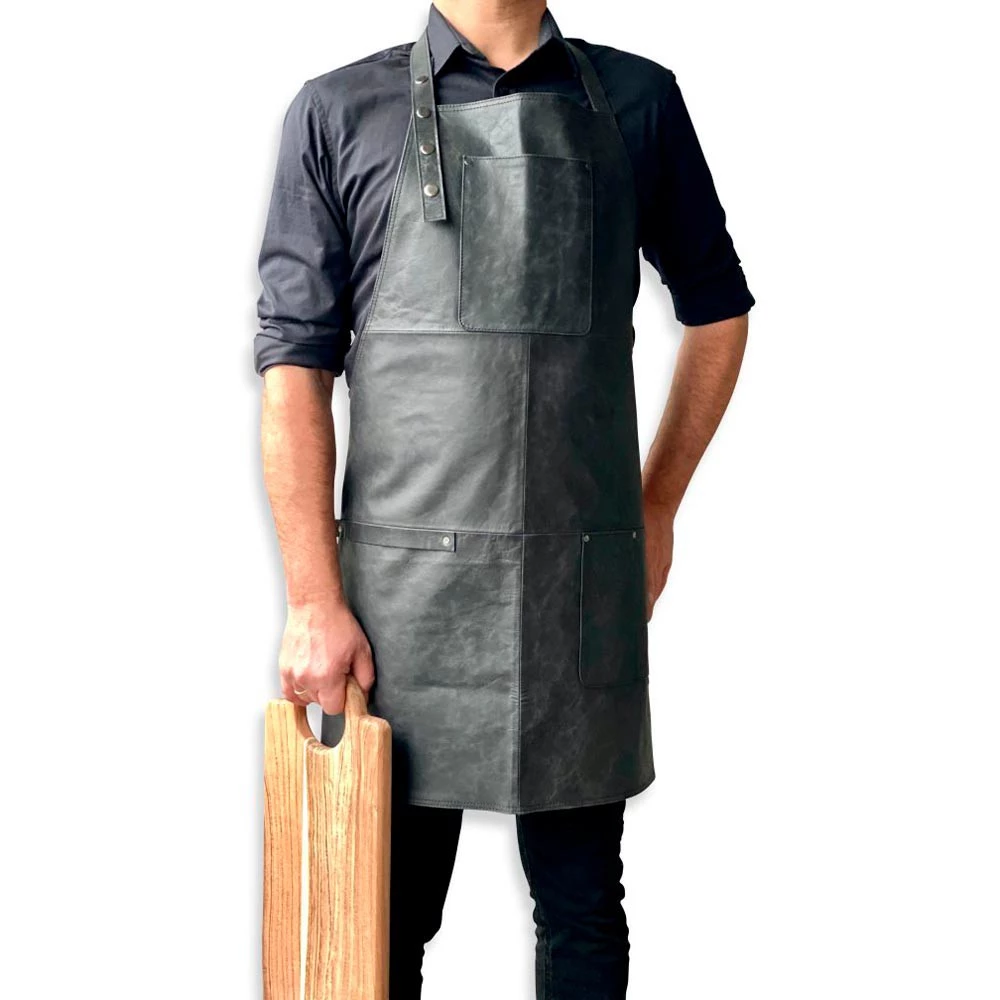 Schort in zwart leer | | BBQ Accessories | Zwart