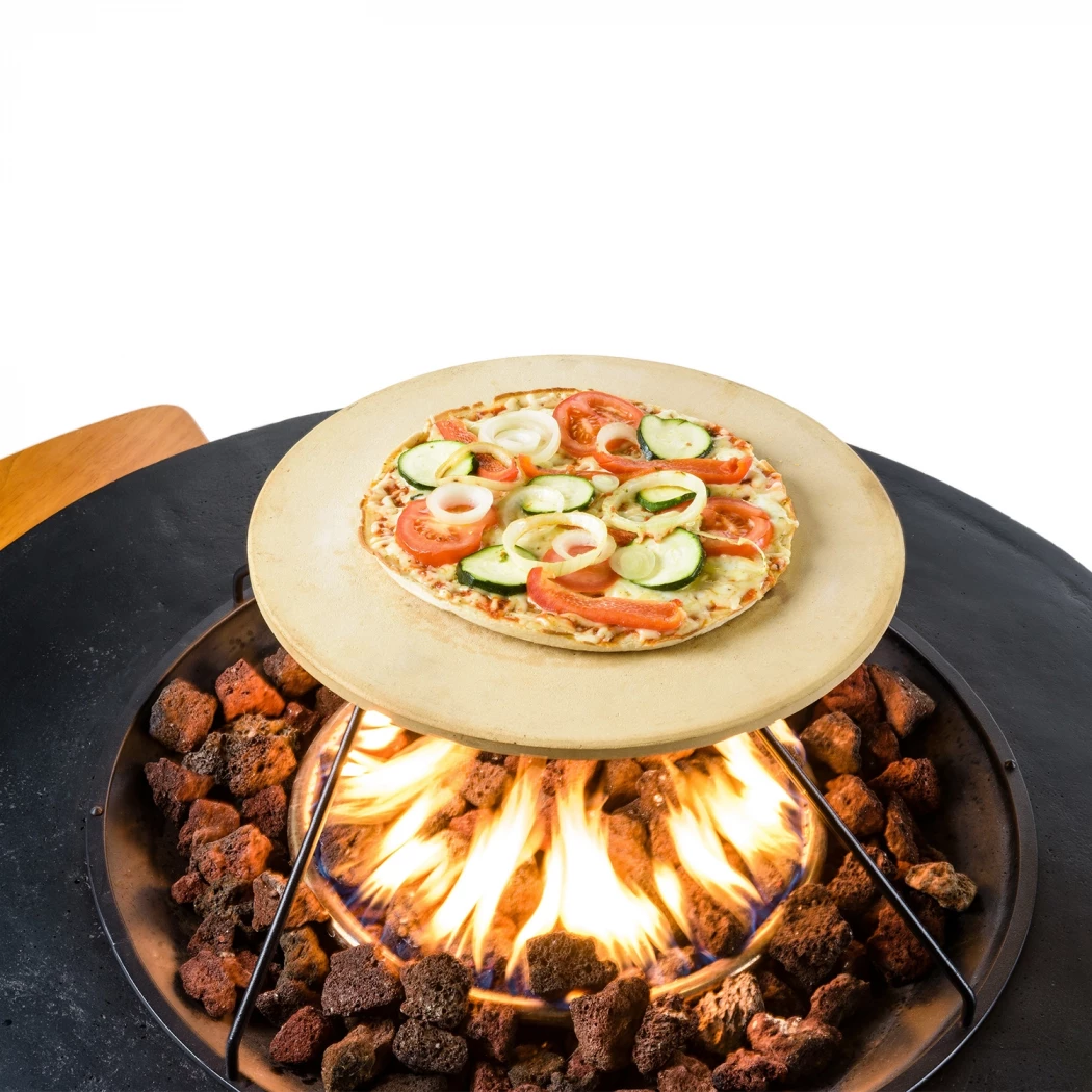 Happy Cocooning Pizzasteen – pizza’s bereiden op uw vuurtafel – diameter 35,8 cm – hoogte 1 cm – geschikt voor buitenkoken – authentieke pizza-