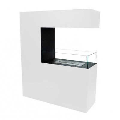 Hoge Witte Roomdivider Bio-ethanolhaard | ScandiFlames | Vrijstaande bio-ethanol haard , 3-zijdige inbouw bio-ethanol haard | Wit