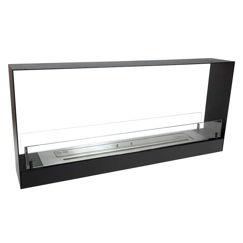 Slanke inbouwhaard 140 cm | ScandiFlames | 2-zijdige inbouw bio-ethanol haard | Zwart