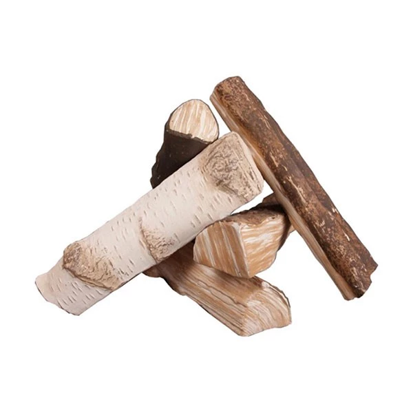 Mix van keramisch hout - vijf stuks | | Decoratie voor een bio-ethanol haard |