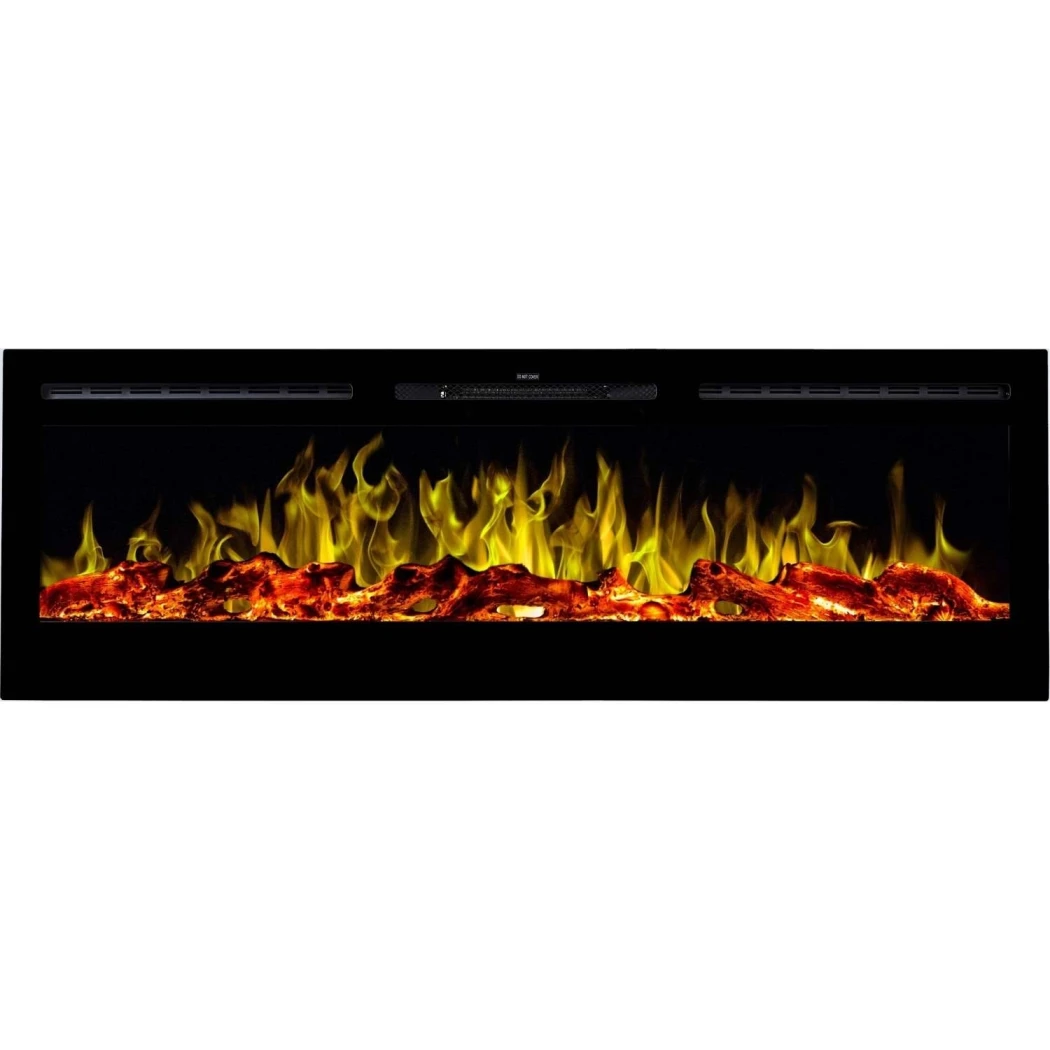 Aflamo Majestic Elektrische Haard 128 cm (50") – Wandgemonteerd of Ingebouwd, LED Vlam, Afstandsbediening, Houtblokken & Kristallen, 1500 W