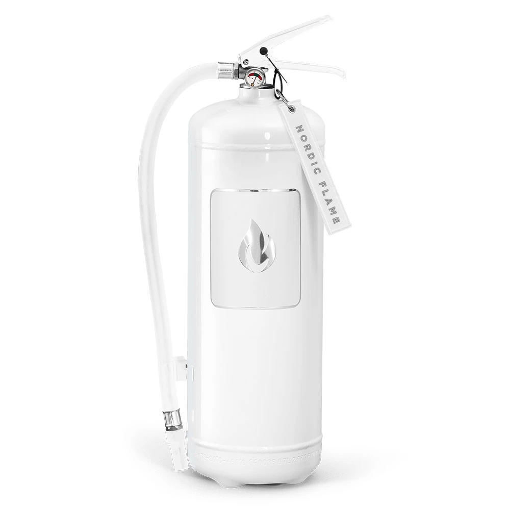 Witte brandblusser 6kg - Classic | Nordic Flame | Accessoires voor een bio-ethanol haard | Gepolijst staal
