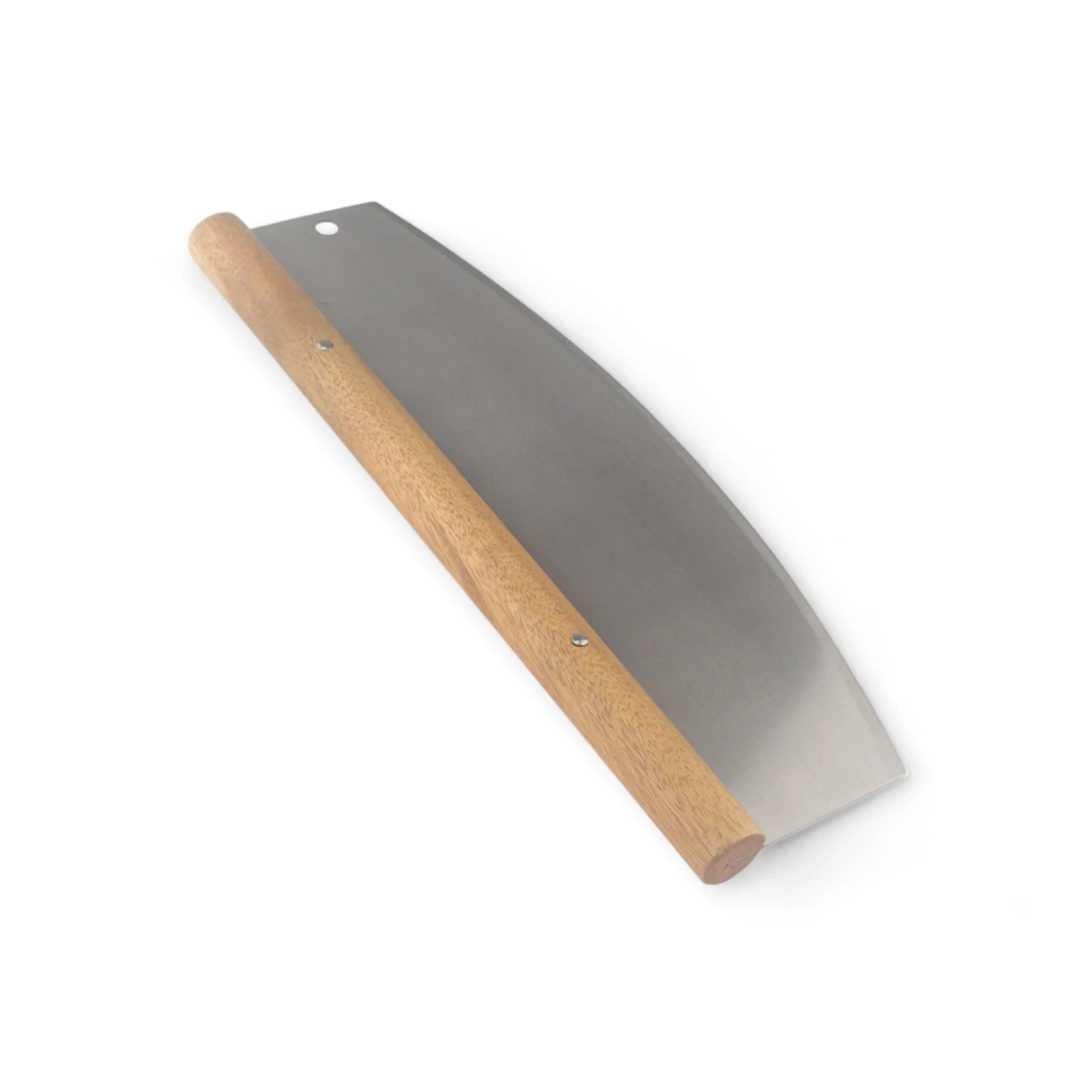 ScandiCrust Classic Pizzasnijder met Houten Handvat – Gebogen Roestvrijstalen Rocker, 35 cm