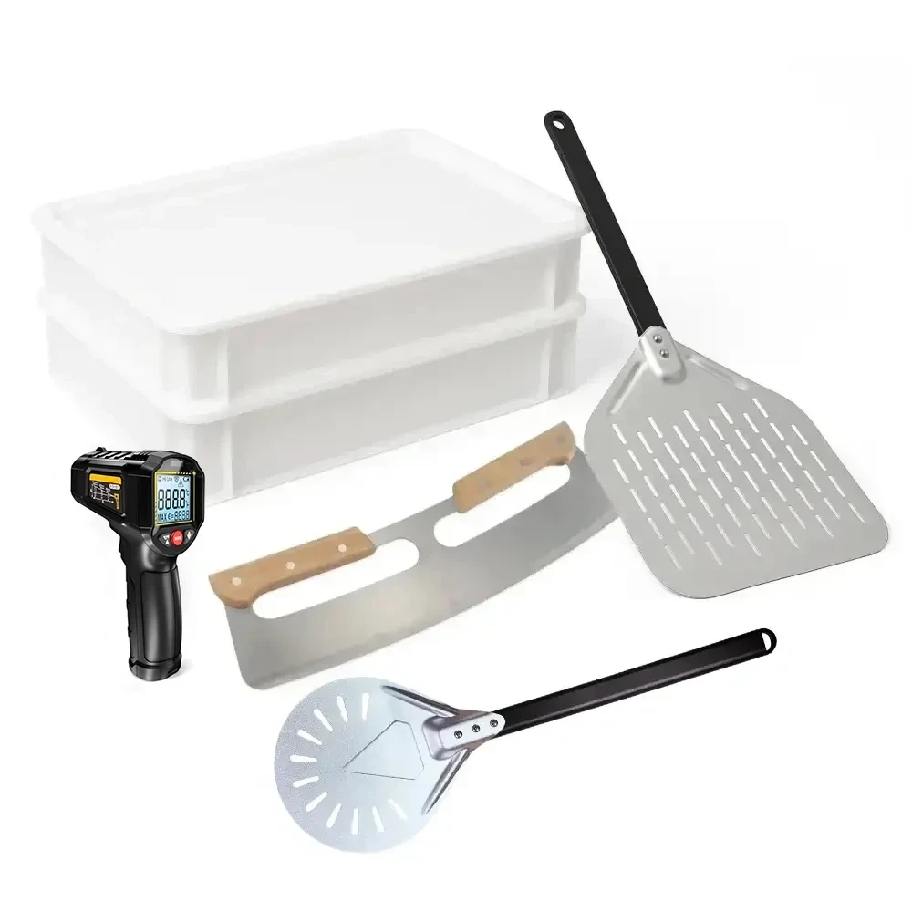 Pizza Starter Set – Pizzaiolo | Pizzaschep + Pizzaroller + Infraroodthermometer + 2x Deegrijsdozen met deksels