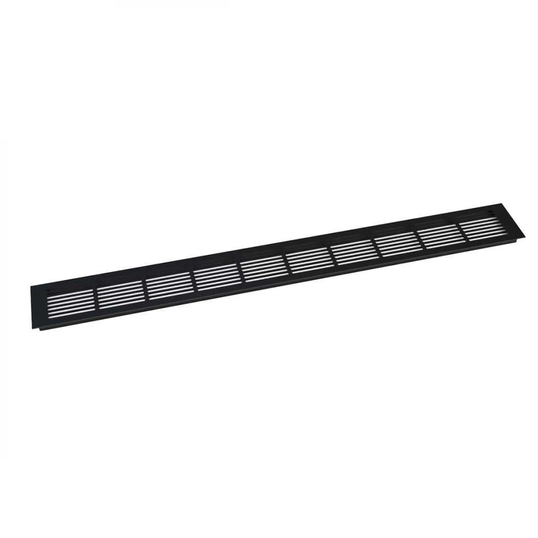Zwart Ventilatierooster - Maat: 100x11 cm - Ventilatiegat: 420 cm²